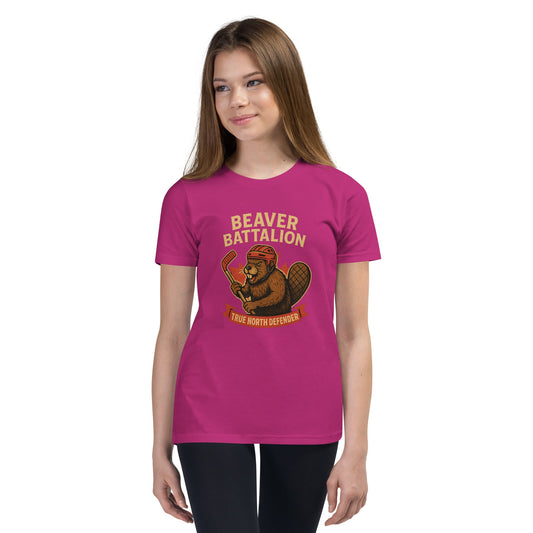 Beaver Battalion Youth T-Shirt – True North Defender Short Sleeve Tee for Kids