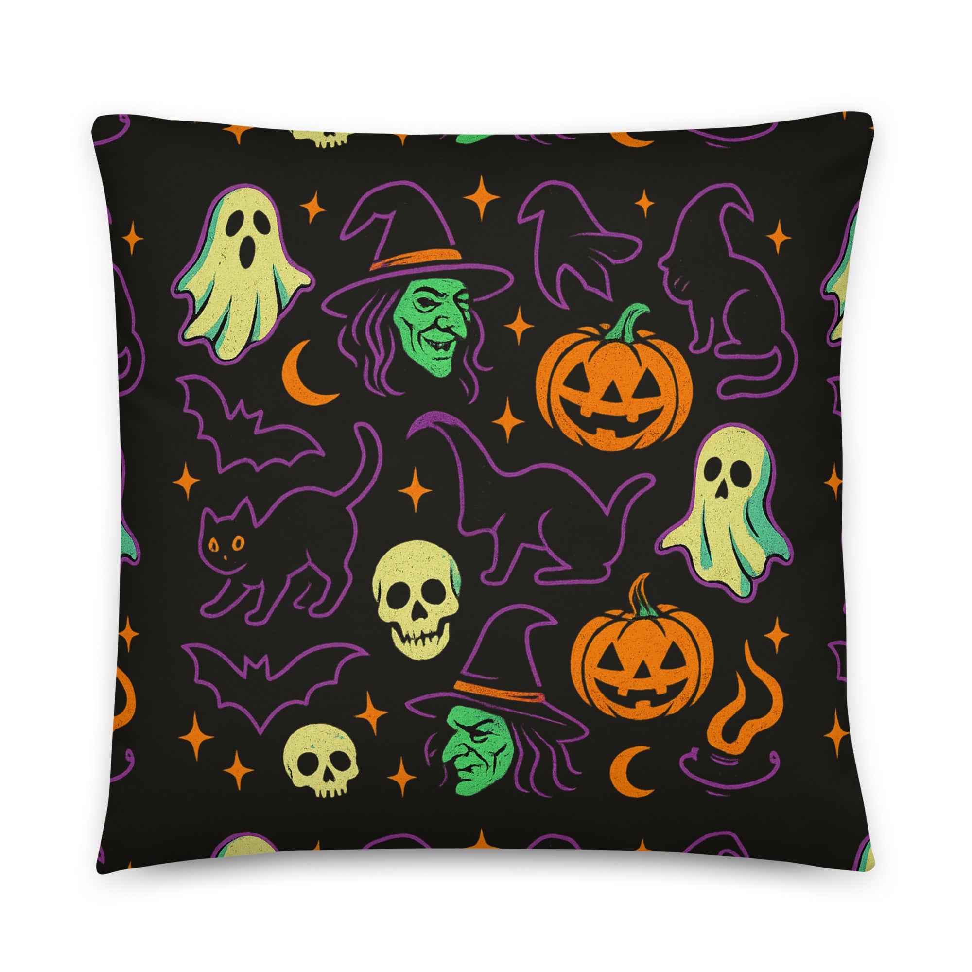 Decorative Halloween throw pillow featuring Rare Plus Apparel artwork