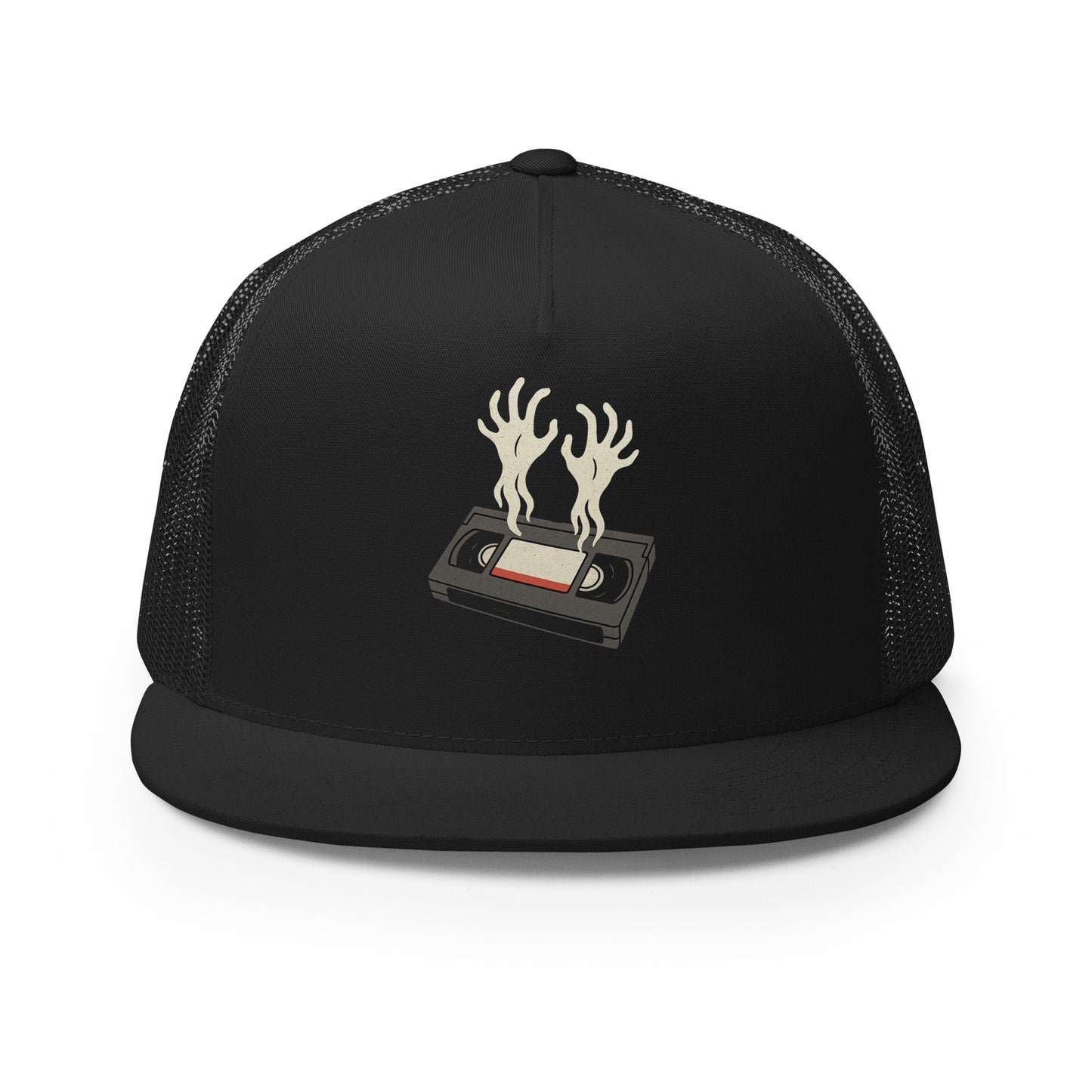 Cursed Media Trucker Cap from Rare Plus Apparel – unique movie & pop culture inspired design.