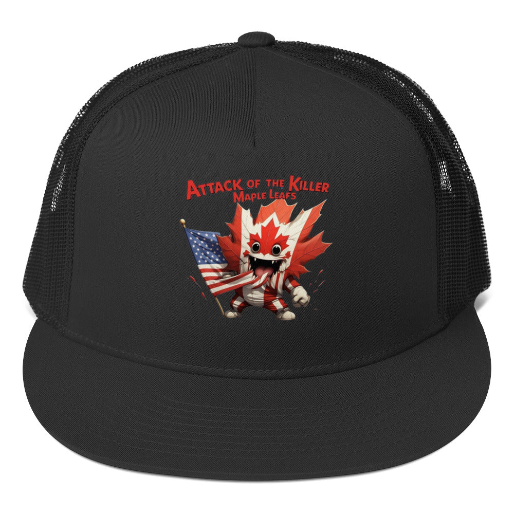 Maple Mayhem Trucker Cap from Rare Plus Apparel – unique movie & pop culture inspired design.