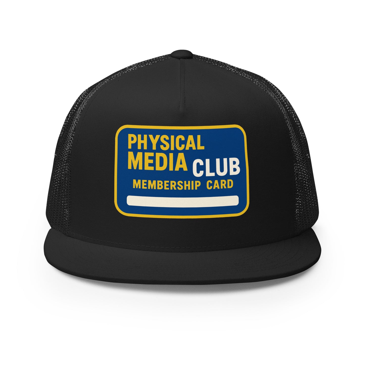 Physical Media Club Trucker Cap from Rare Plus Apparel – unique movie & pop culture inspired design.