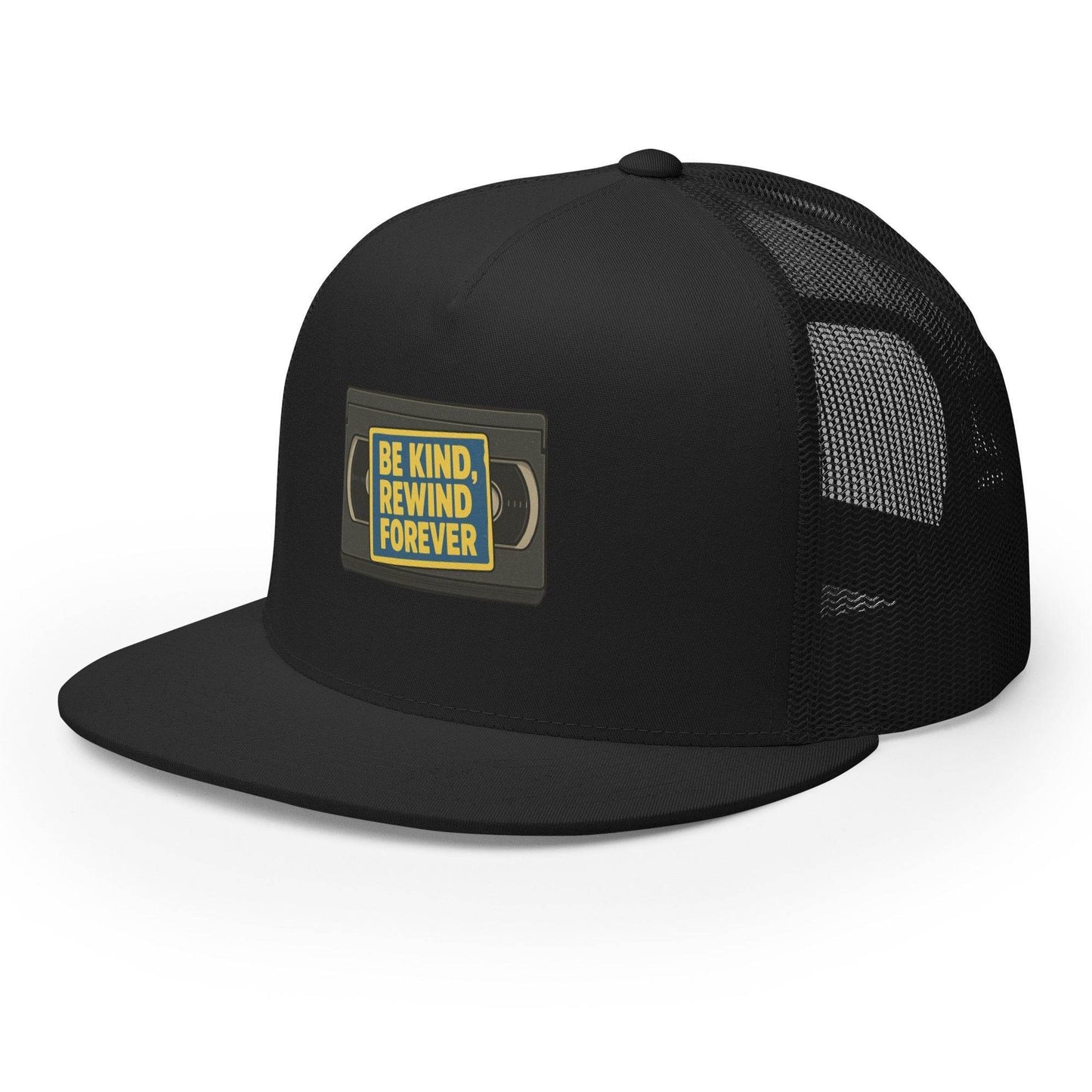 Be Kind, Rewind Forever Trucker Cap from Rare Plus Apparel – unique movie & pop culture inspired design.