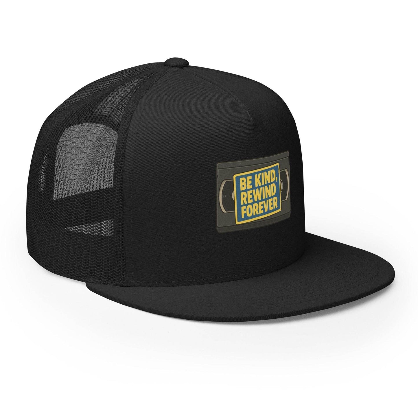 Be Kind, Rewind Forever Trucker Cap from Rare Plus Apparel – unique movie & pop culture inspired design.