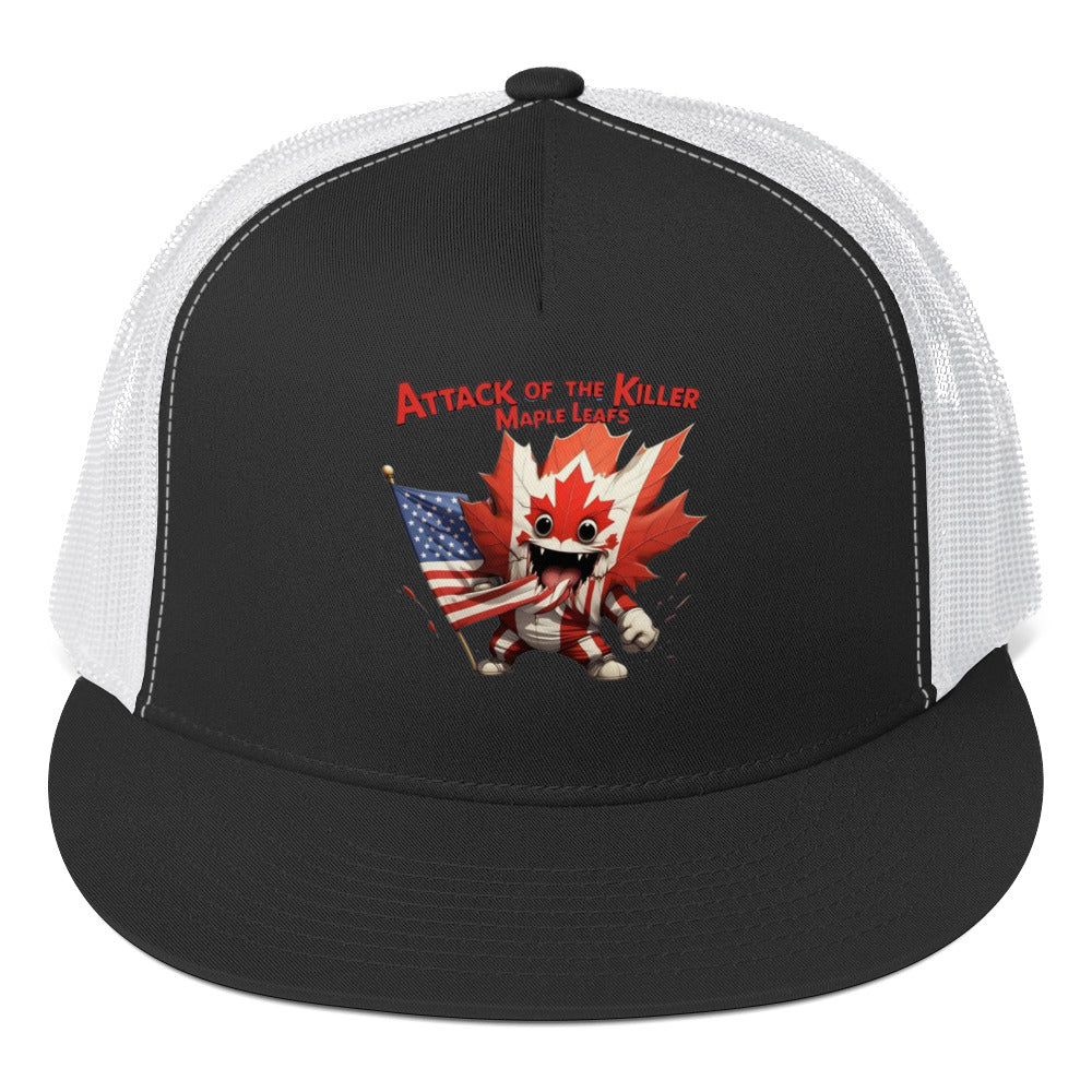Maple Mayhem Trucker Cap from Rare Plus Apparel – unique movie & pop culture inspired design.