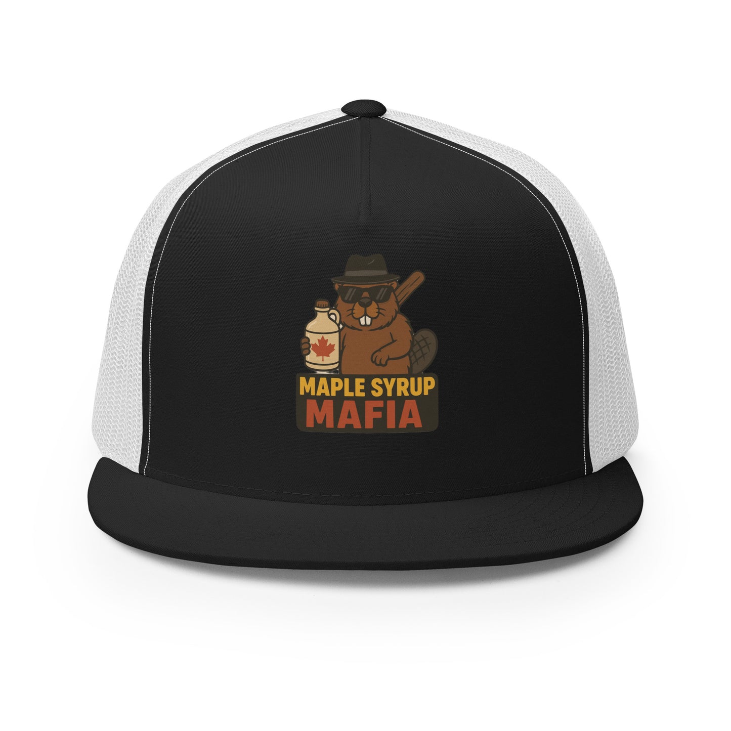 Maple Syrup Mafia Trucker Cap from Rare Plus Apparel – unique movie & pop culture inspired design.