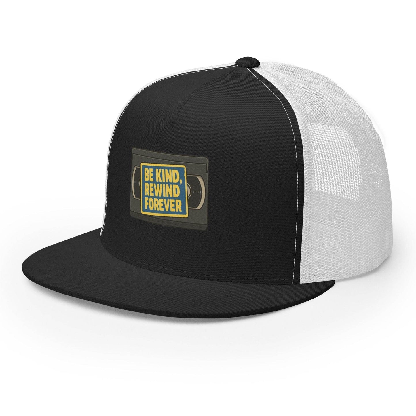 Be Kind, Rewind Forever Trucker Cap from Rare Plus Apparel – unique movie & pop culture inspired design.