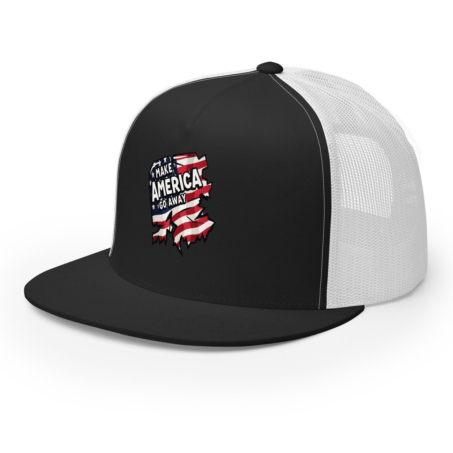 MAGA “Make America Go Away” Trucker Cap from Rare Plus Apparel – unique movie & pop culture inspired design.