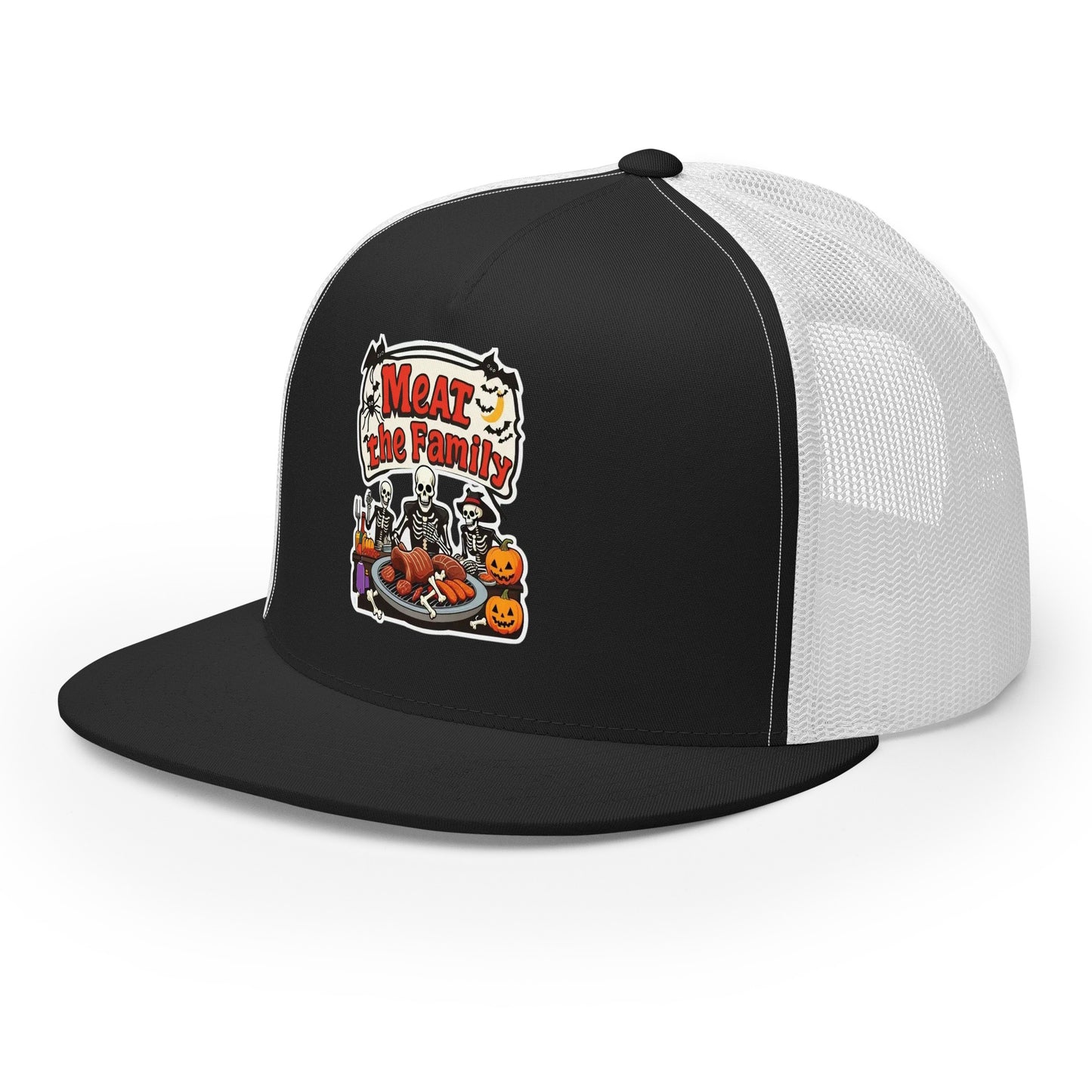 Meat The Family Trucker Cap from Rare Plus Apparel – unique movie & pop culture inspired design.