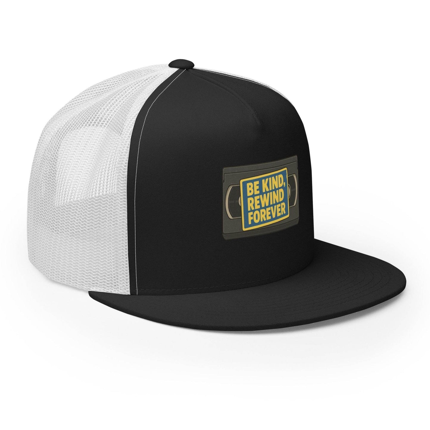 Be Kind, Rewind Forever Trucker Cap from Rare Plus Apparel – unique movie & pop culture inspired design.