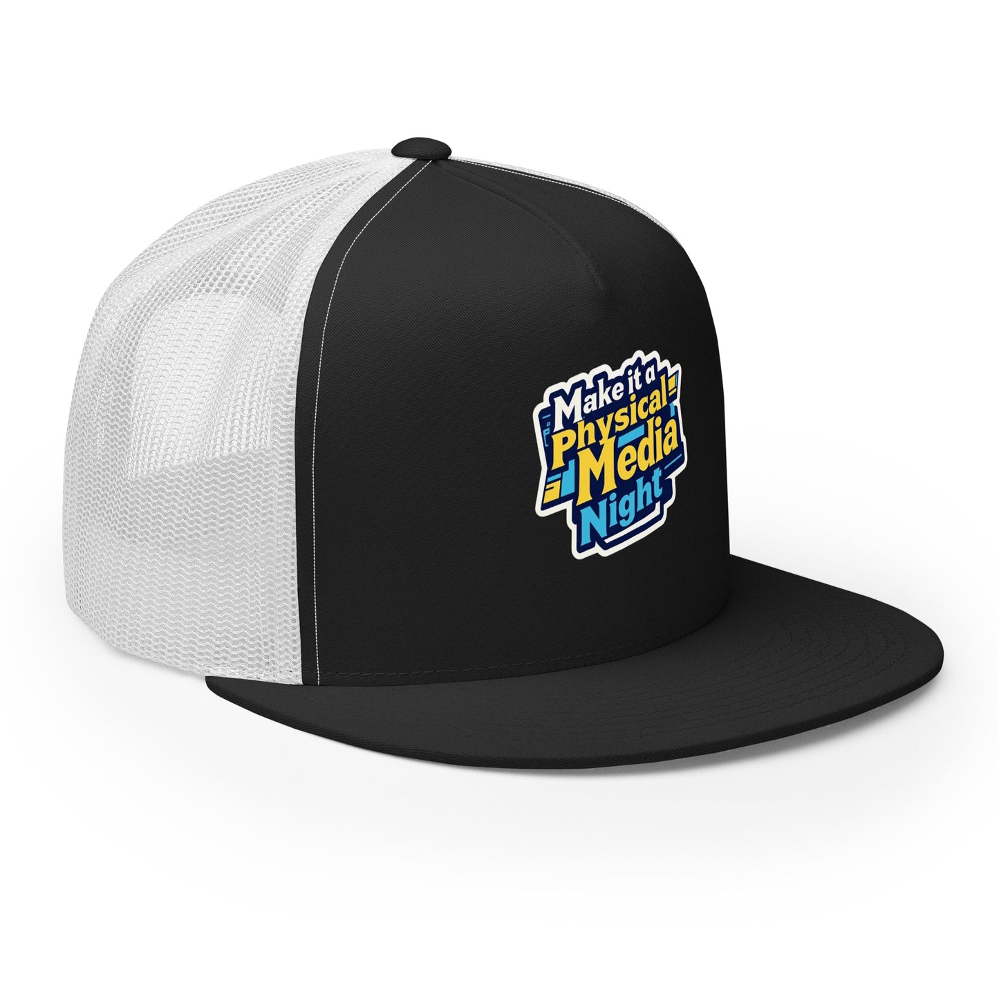 Make it a Physical Media Night Trucker Cap from Rare Plus Apparel – unique movie & pop culture inspired design.