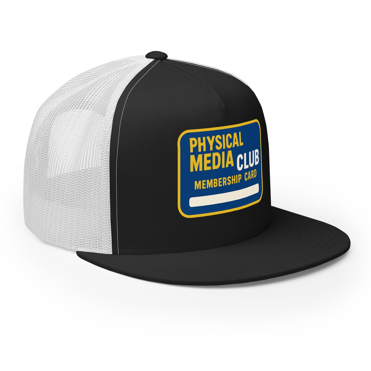 Physical Media Club Trucker Cap from Rare Plus Apparel – unique movie & pop culture inspired design.