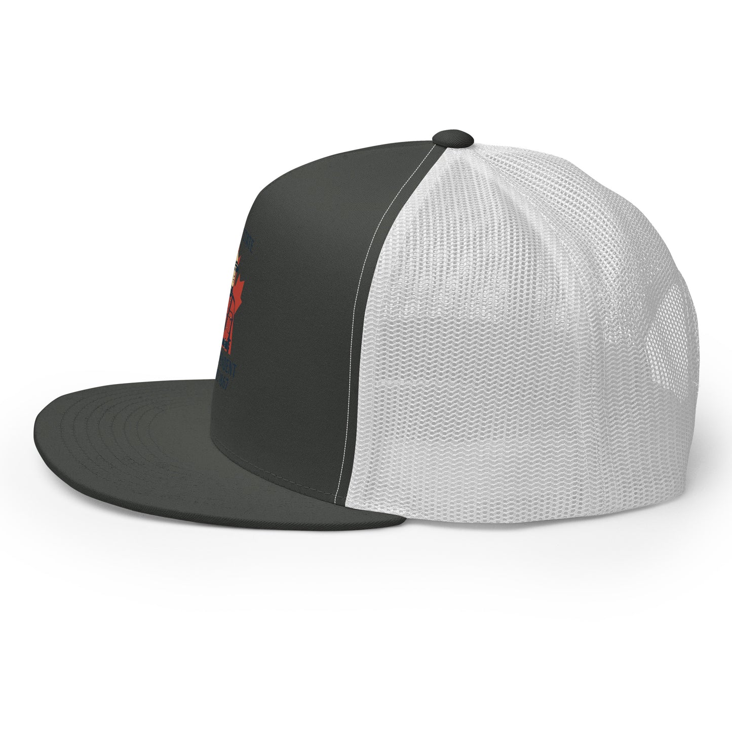 Not 51st State Mountie Trucker Cap from Rare Plus Apparel – unique movie & pop culture inspired design.