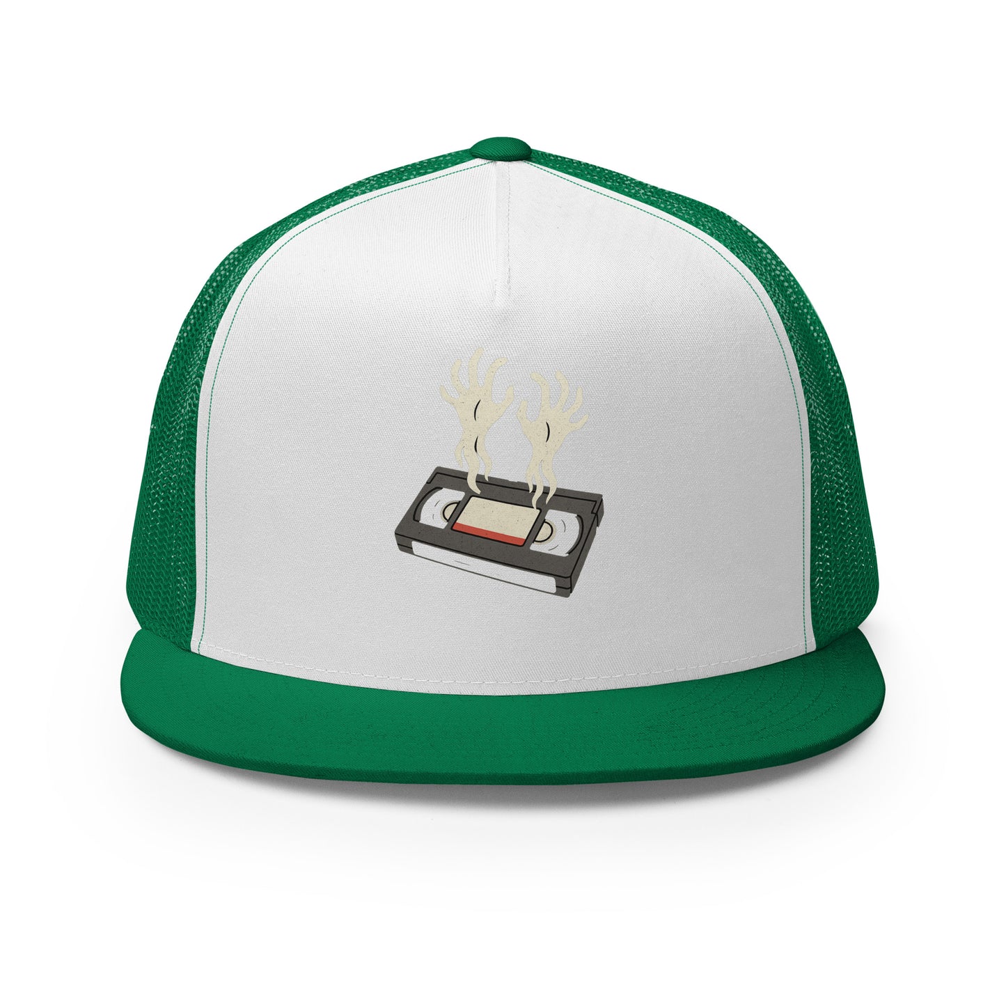 Cursed Media Trucker Cap from Rare Plus Apparel – unique movie & pop culture inspired design.