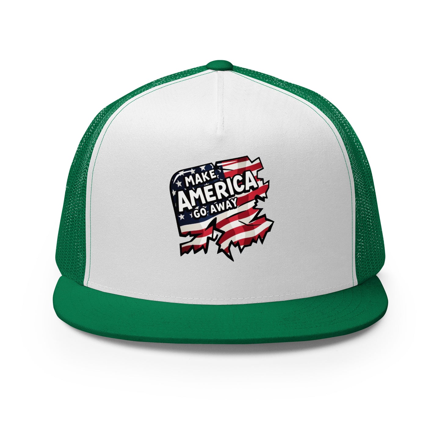 MAGA “Make America Go Away” Trucker Cap from Rare Plus Apparel – unique movie & pop culture inspired design.