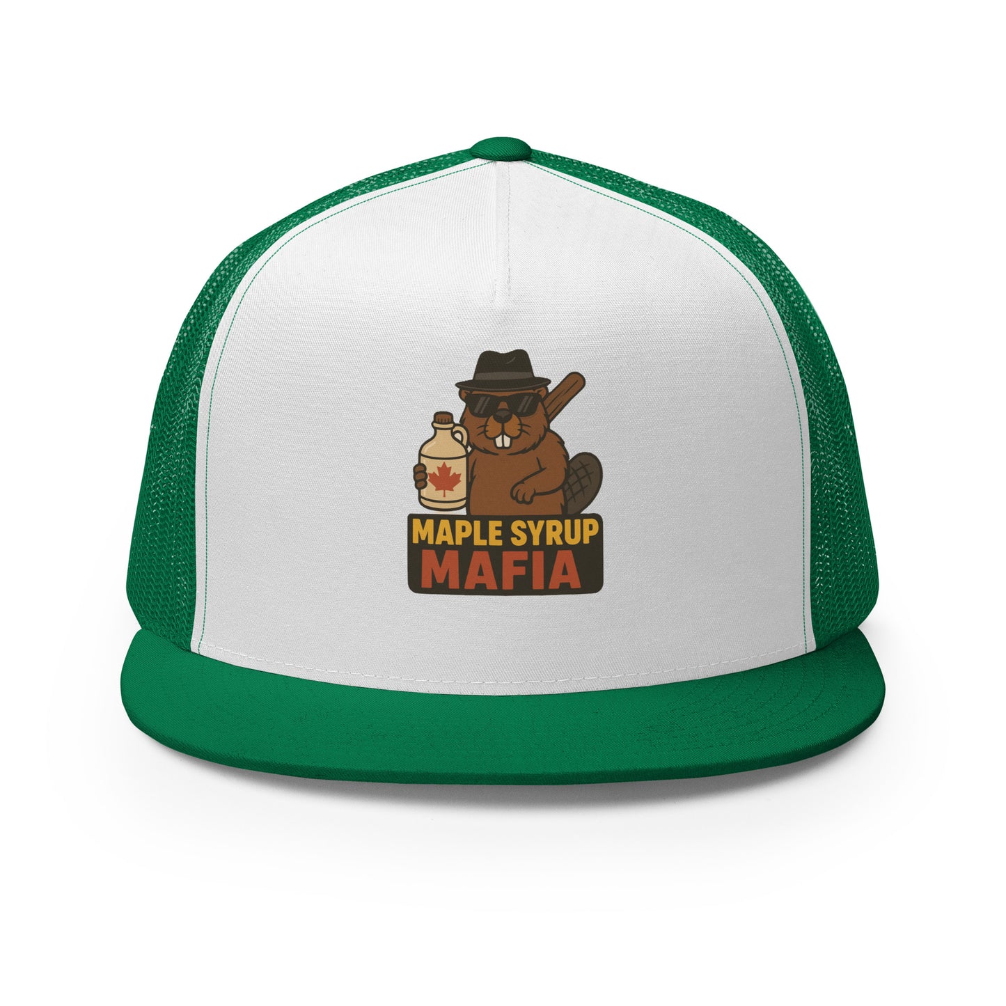 Maple Syrup Mafia Trucker Cap from Rare Plus Apparel – unique movie & pop culture inspired design.
