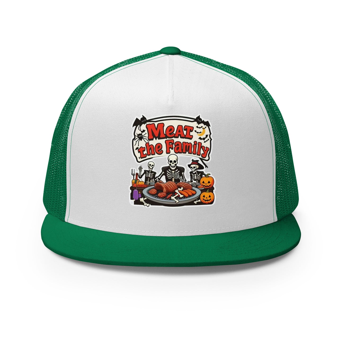 Meat The Family Trucker Cap from Rare Plus Apparel – unique movie & pop culture inspired design.