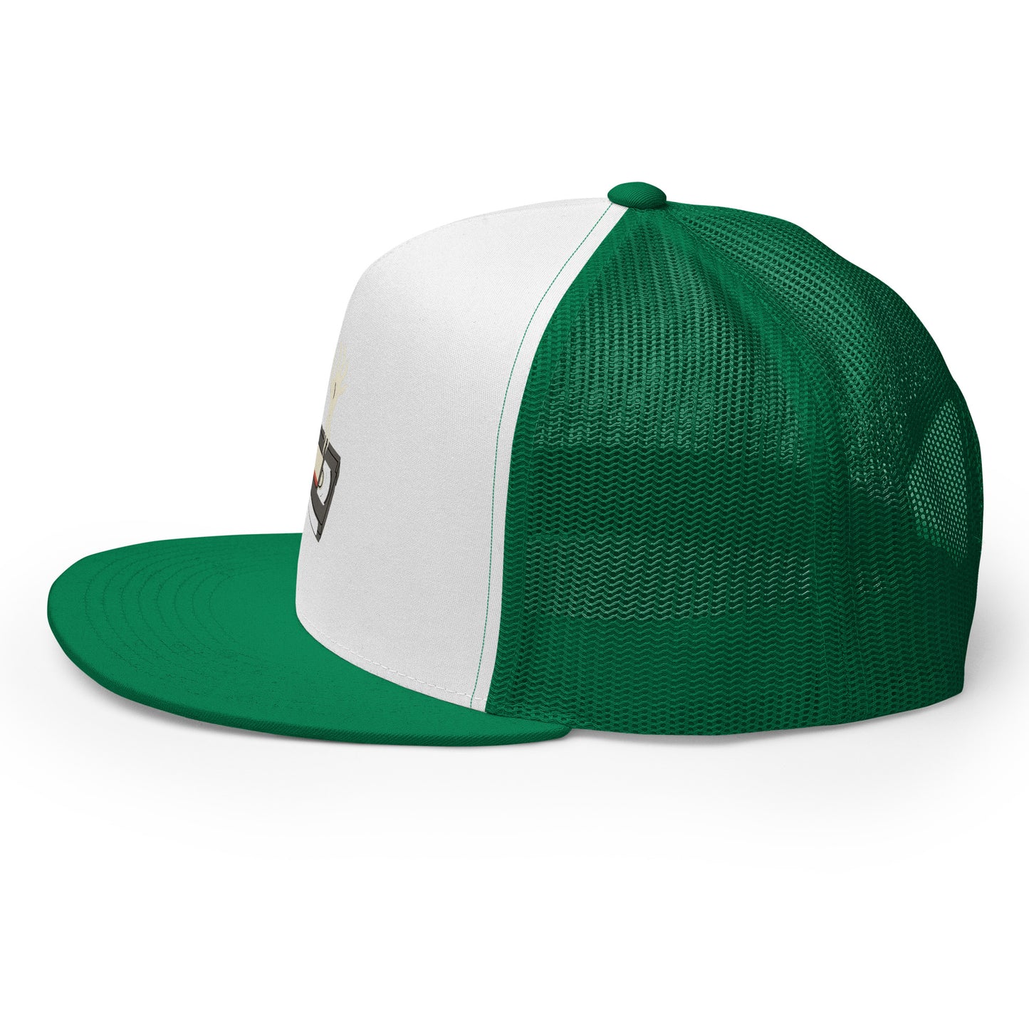 Cursed Media Trucker Cap from Rare Plus Apparel – unique movie & pop culture inspired design.