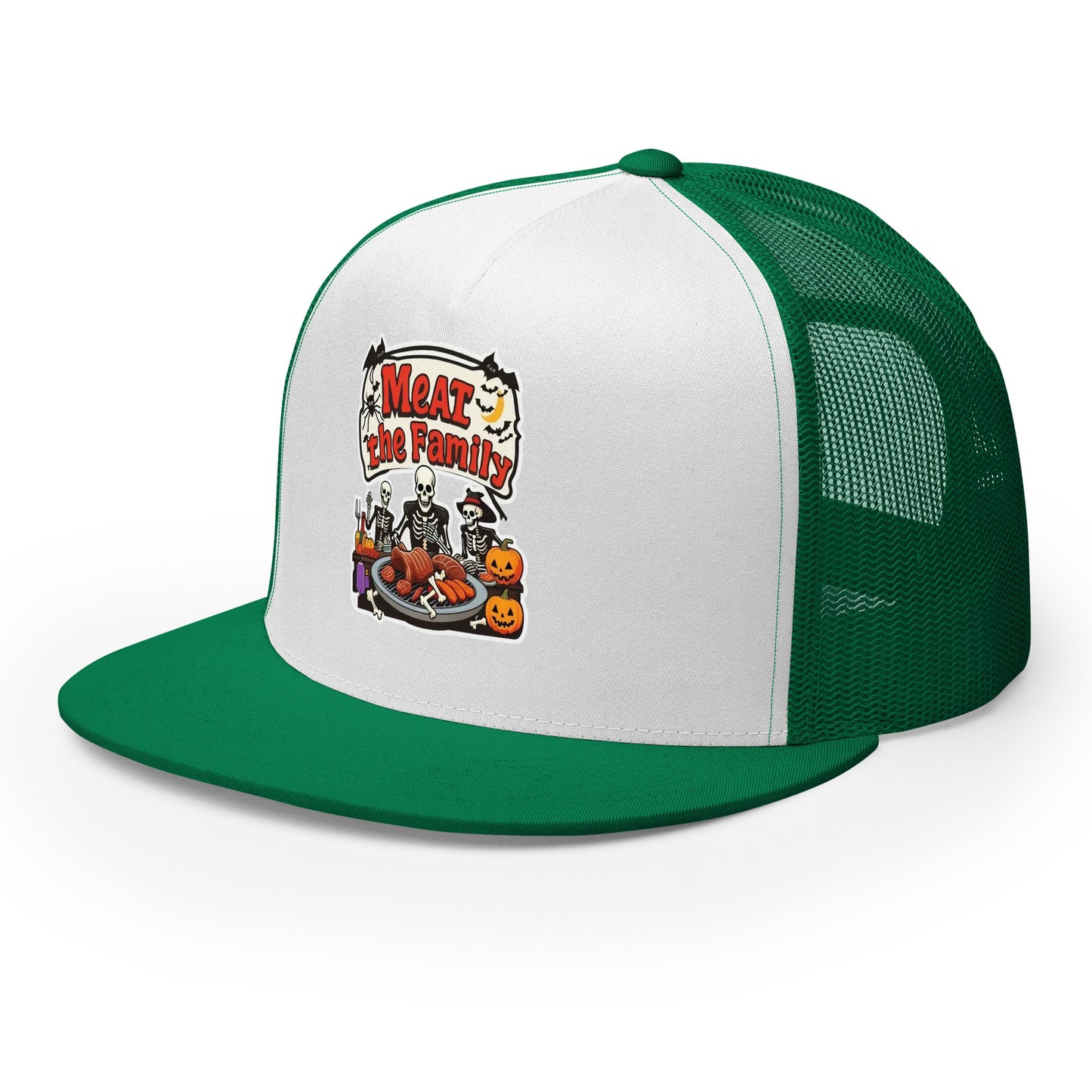 Meat The Family Trucker Cap from Rare Plus Apparel – unique movie & pop culture inspired design.