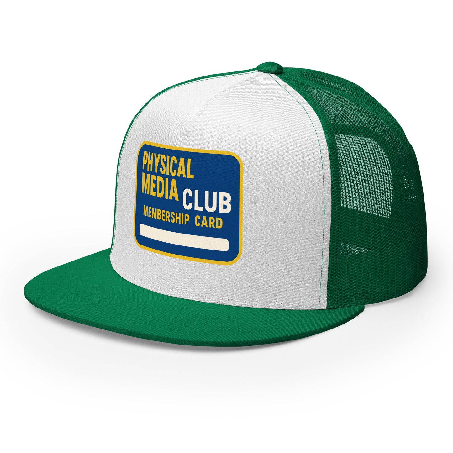 Physical Media Club Trucker Cap from Rare Plus Apparel – unique movie & pop culture inspired design.