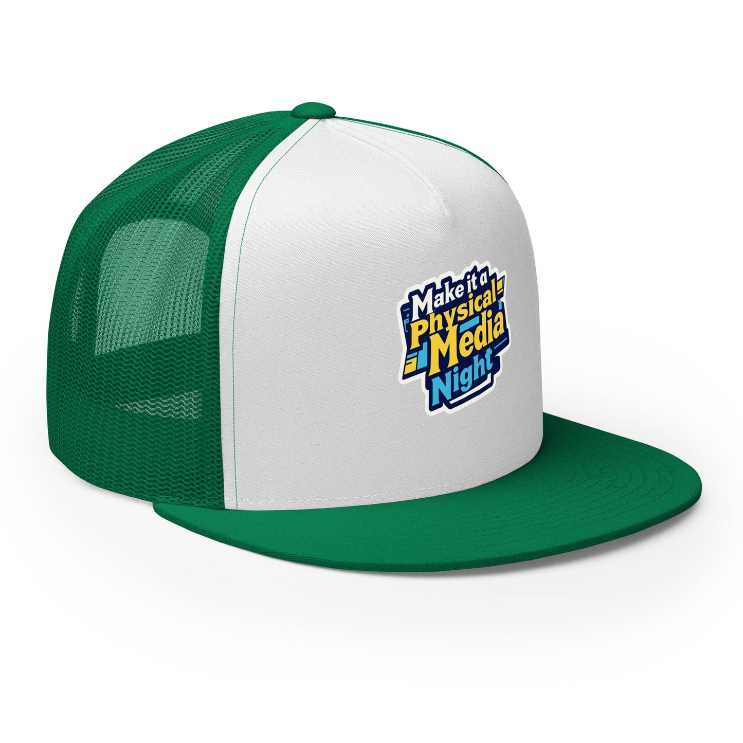 Make it a Physical Media Night Trucker Cap from Rare Plus Apparel – unique movie & pop culture inspired design.