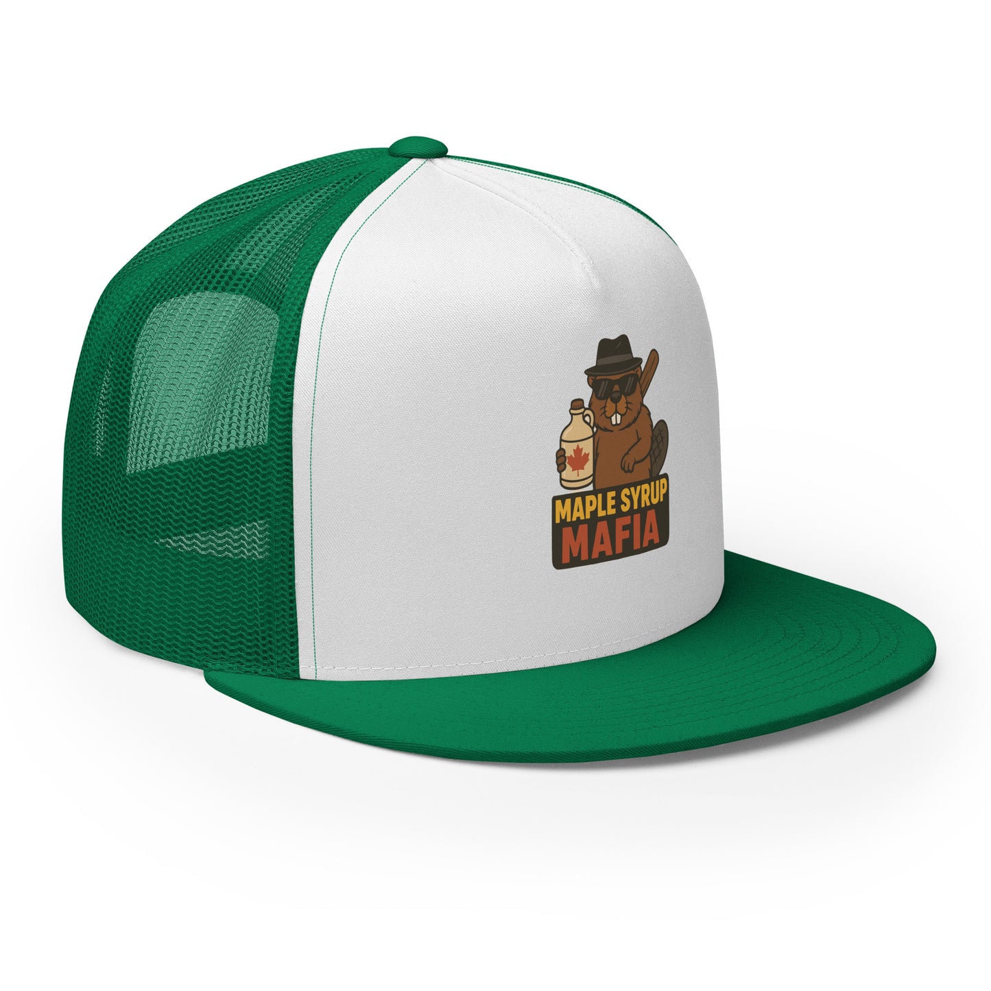 Maple Syrup Mafia Trucker Cap from Rare Plus Apparel – unique movie & pop culture inspired design.
