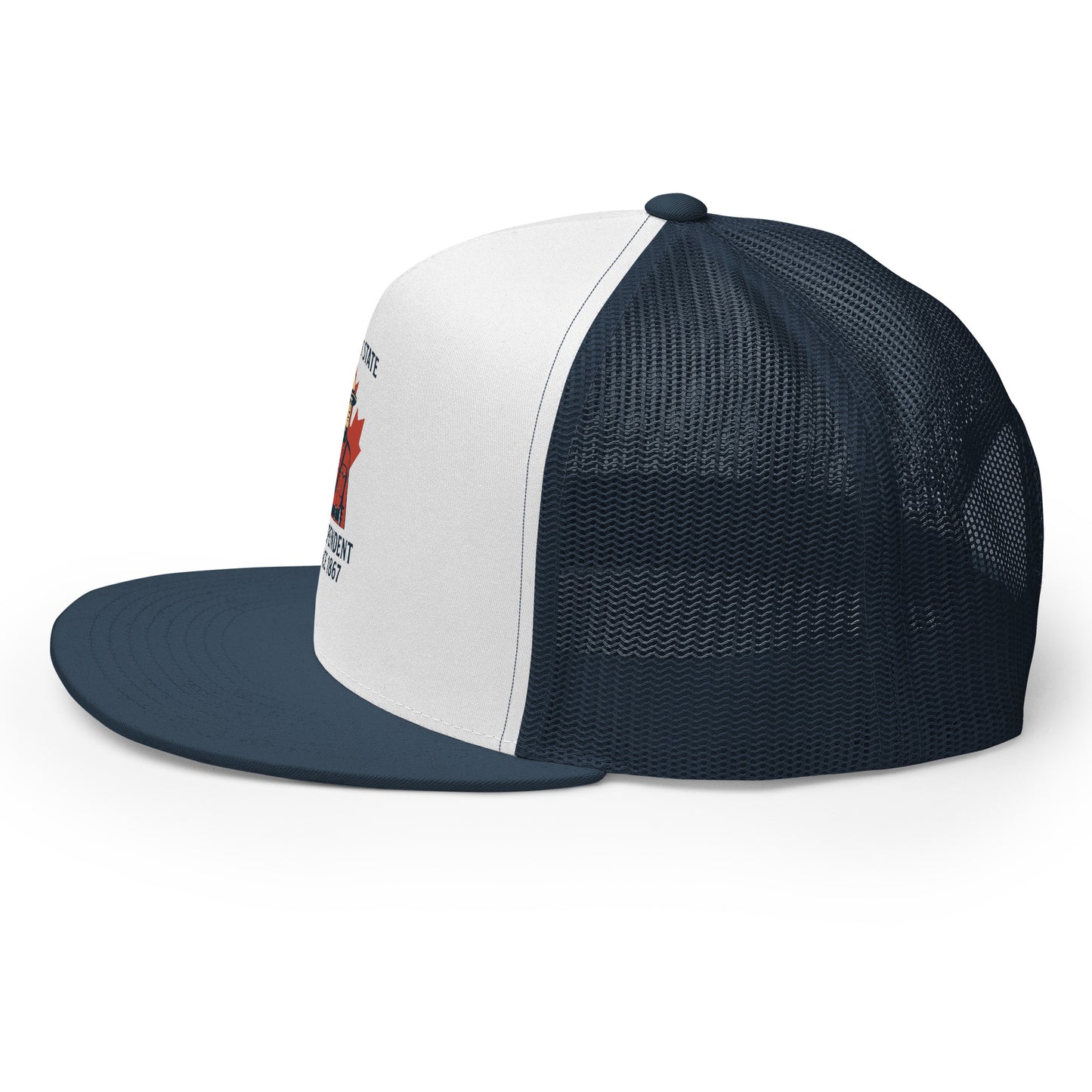 Not 51st State Mountie Trucker Cap from Rare Plus Apparel – unique movie & pop culture inspired design.