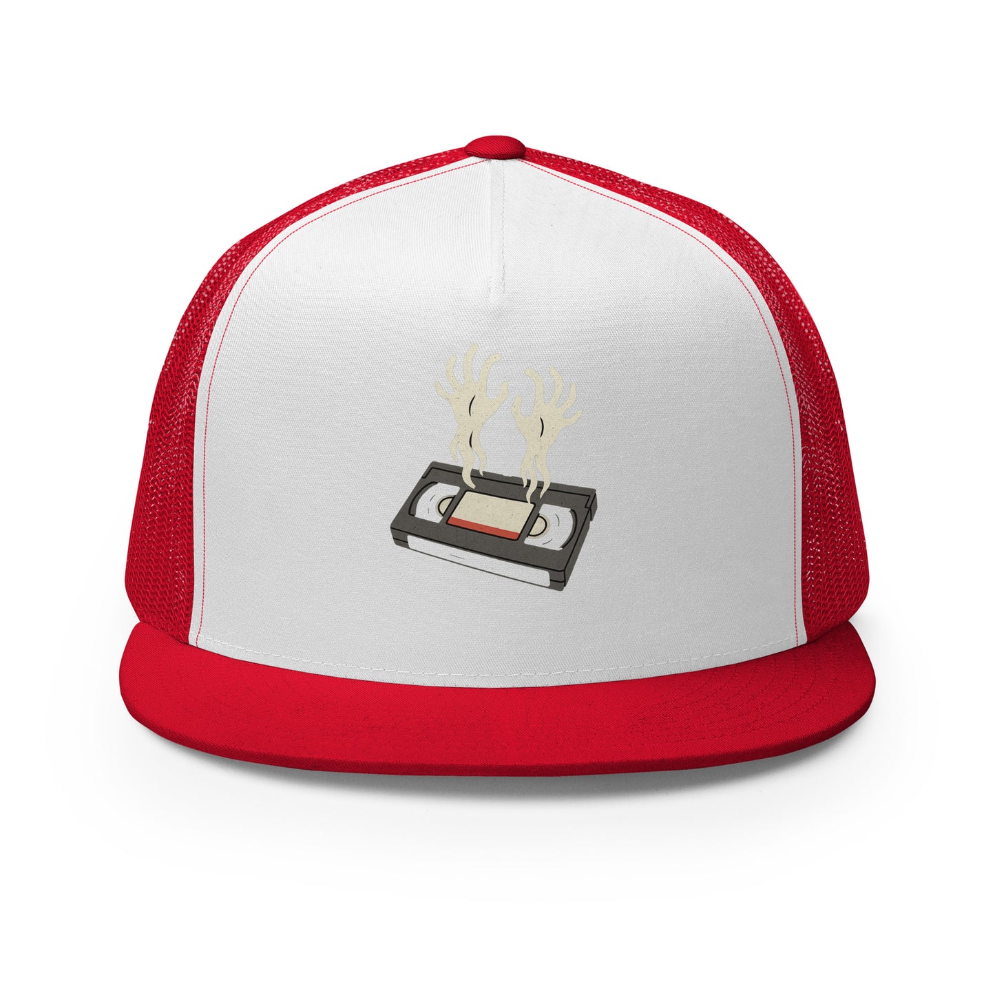 Cursed Media Trucker Cap from Rare Plus Apparel – unique movie & pop culture inspired design.