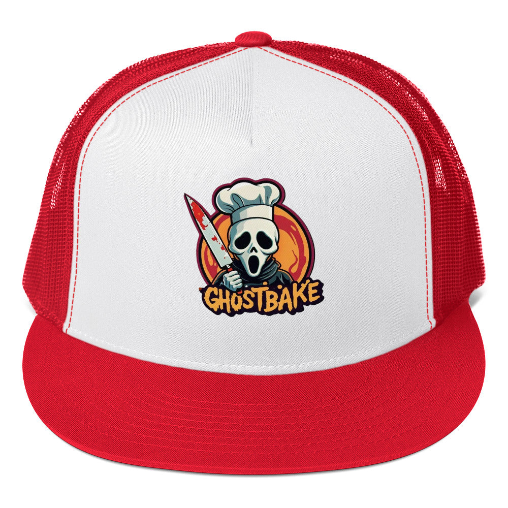 GhostBake Trucker Cap from Rare Plus Apparel – unique movie & pop culture inspired design.