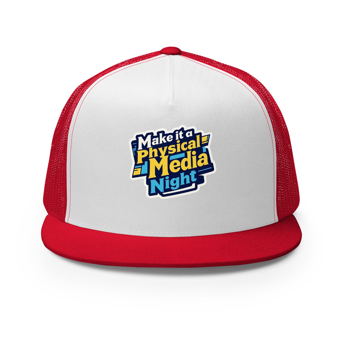 Make it a Physical Media Night Trucker Cap from Rare Plus Apparel – unique movie & pop culture inspired design.