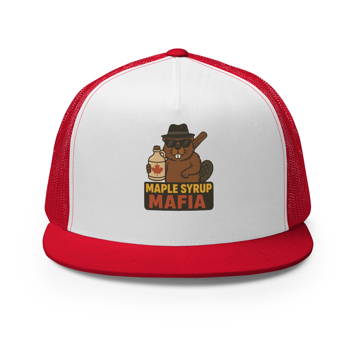 Maple Syrup Mafia Trucker Cap from Rare Plus Apparel – unique movie & pop culture inspired design.