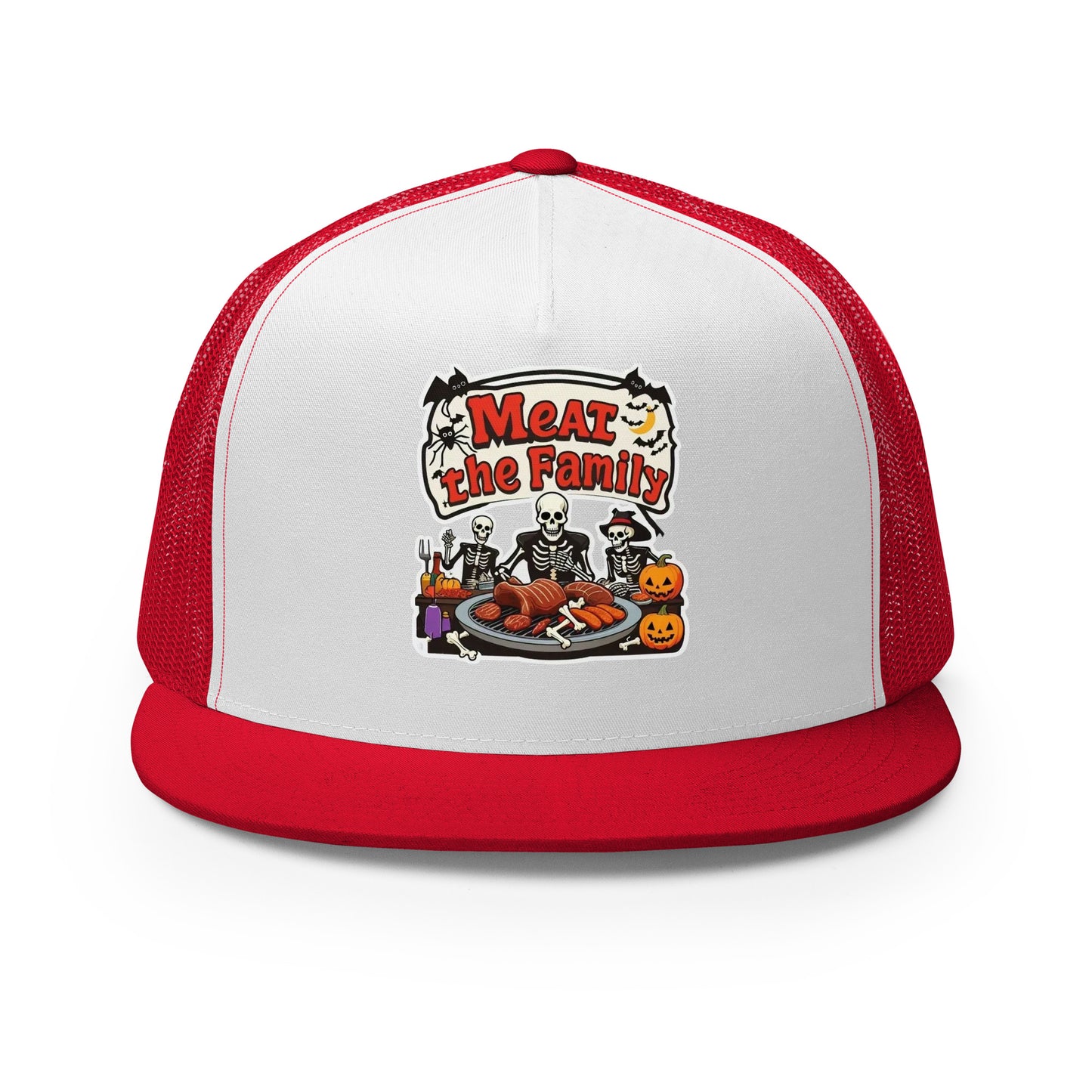 Meat The Family Trucker Cap from Rare Plus Apparel – unique movie & pop culture inspired design.