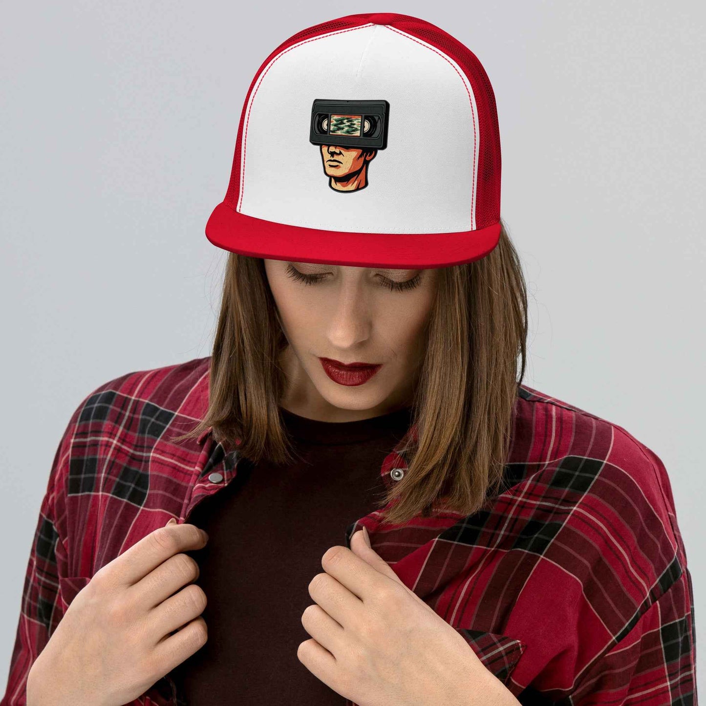 Tape Head Retro VHS Horror Design Trucker Cap