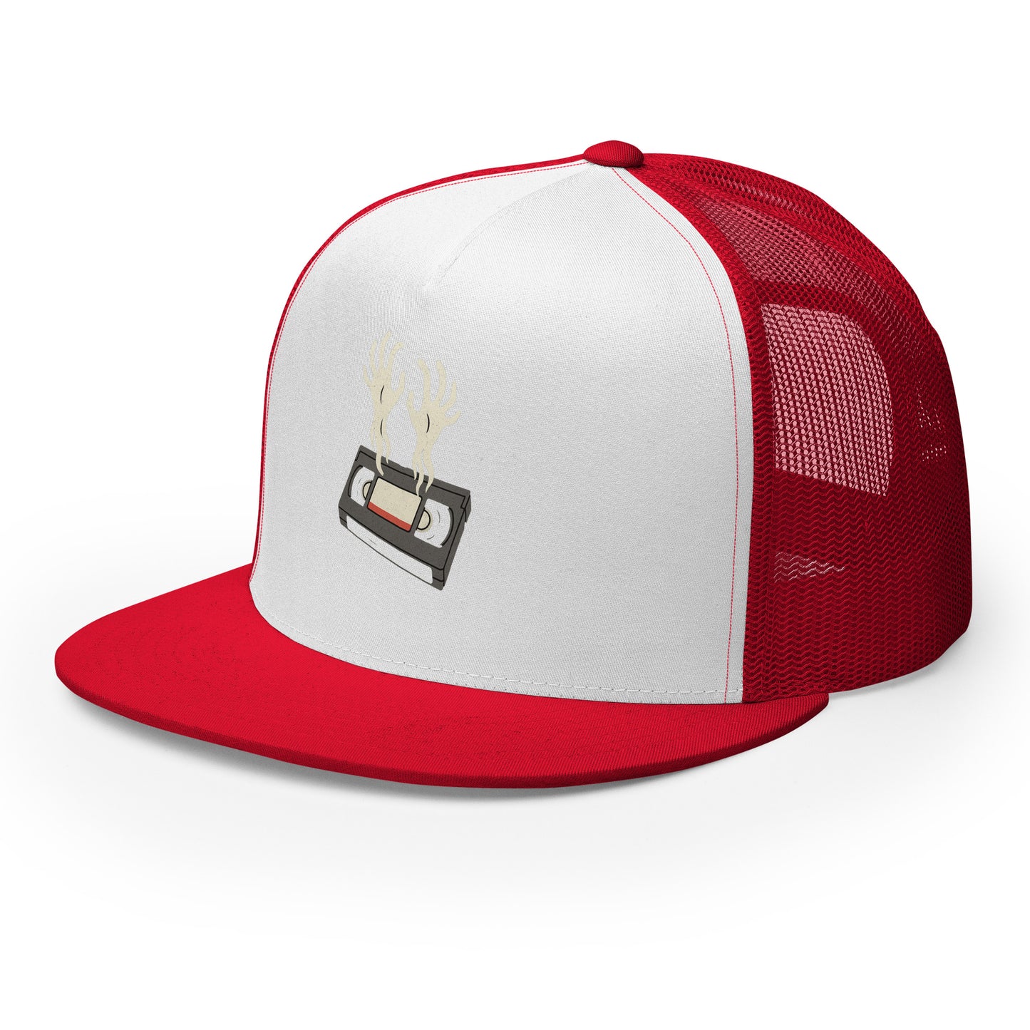 Cursed Media Trucker Cap from Rare Plus Apparel – unique movie & pop culture inspired design.