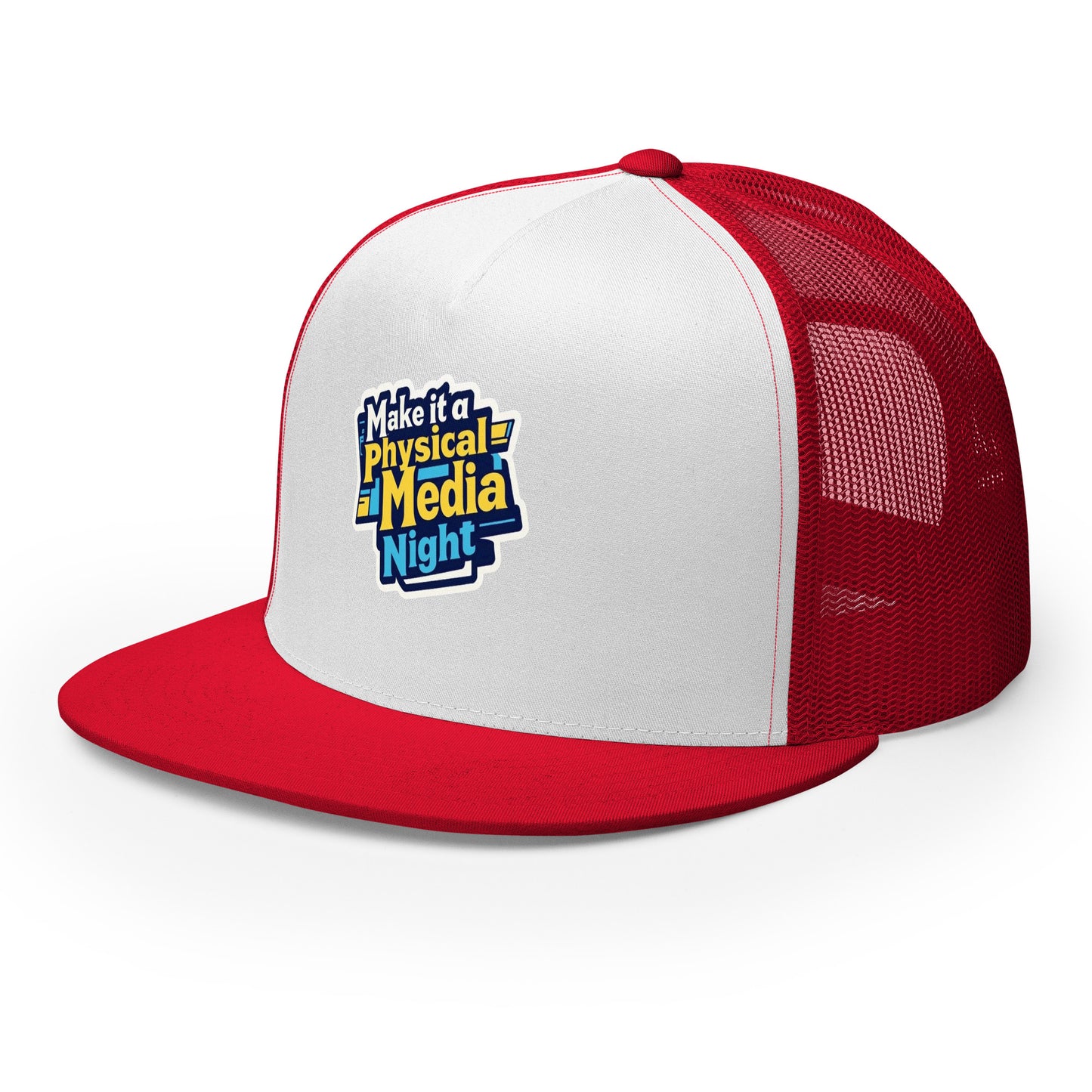 Make it a Physical Media Night Trucker Cap from Rare Plus Apparel – unique movie & pop culture inspired design.