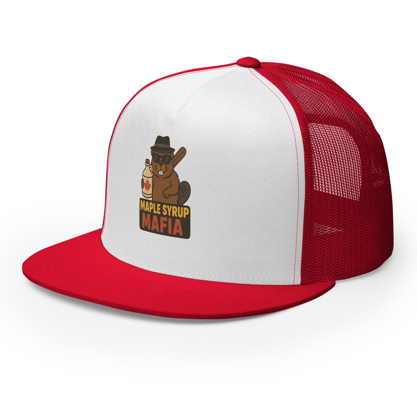 Maple Syrup Mafia Trucker Cap from Rare Plus Apparel – unique movie & pop culture inspired design.