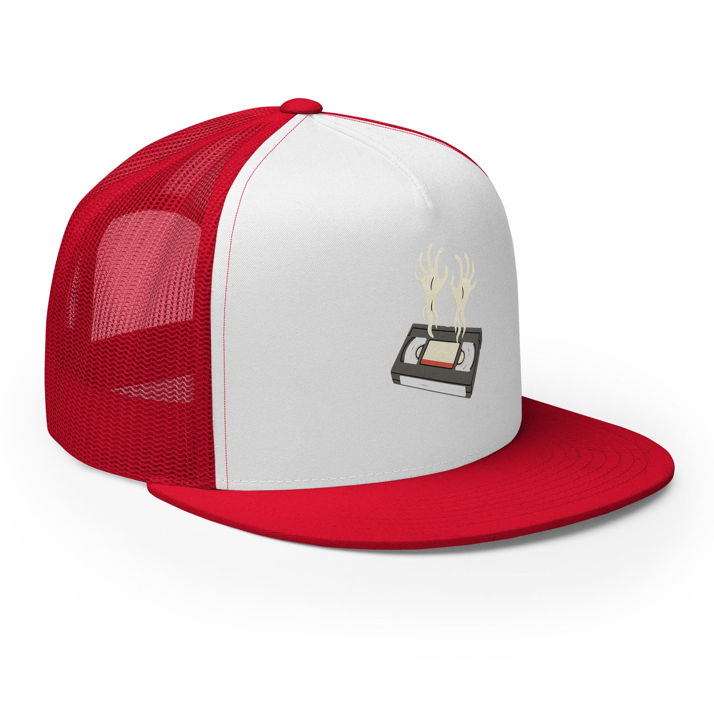 Cursed Media Trucker Cap from Rare Plus Apparel – unique movie & pop culture inspired design.