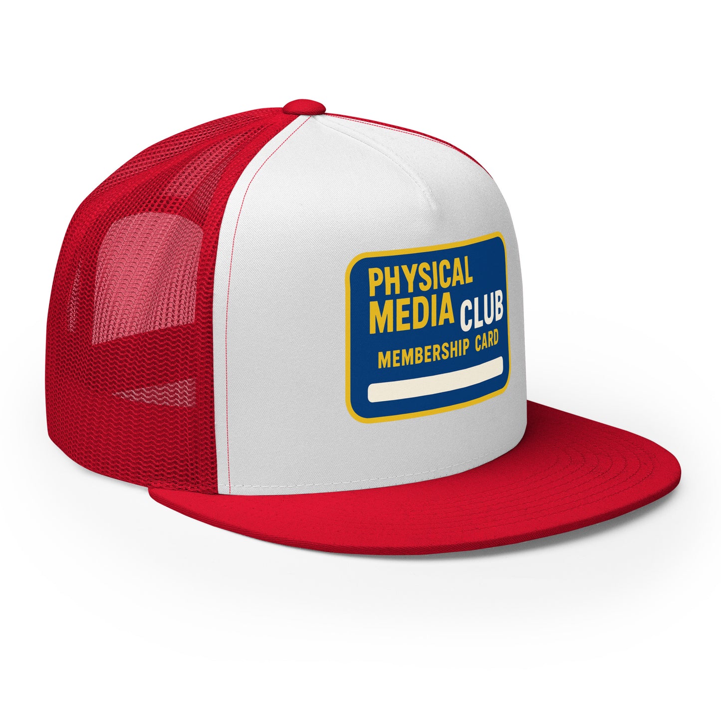 Physical Media Club Trucker Cap from Rare Plus Apparel – unique movie & pop culture inspired design.