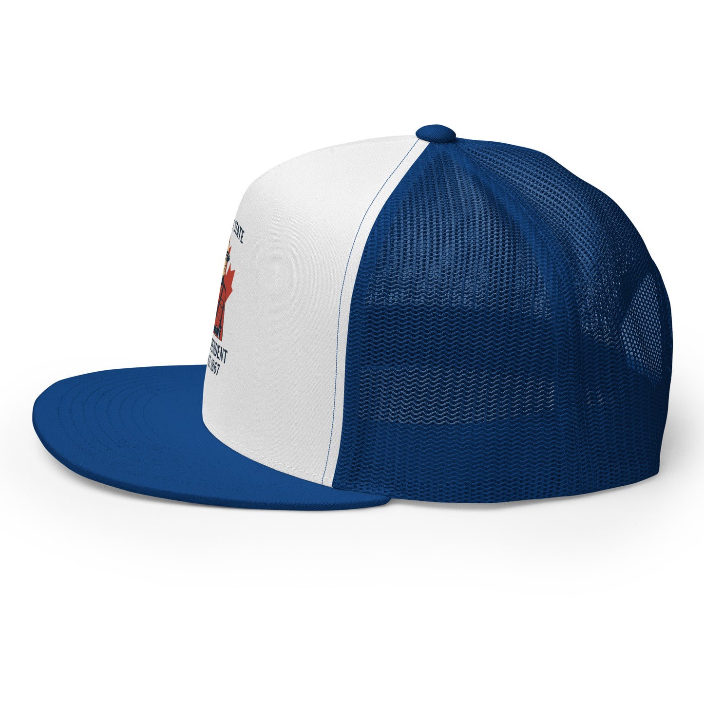 Not 51st State Mountie Trucker Cap from Rare Plus Apparel – unique movie & pop culture inspired design.