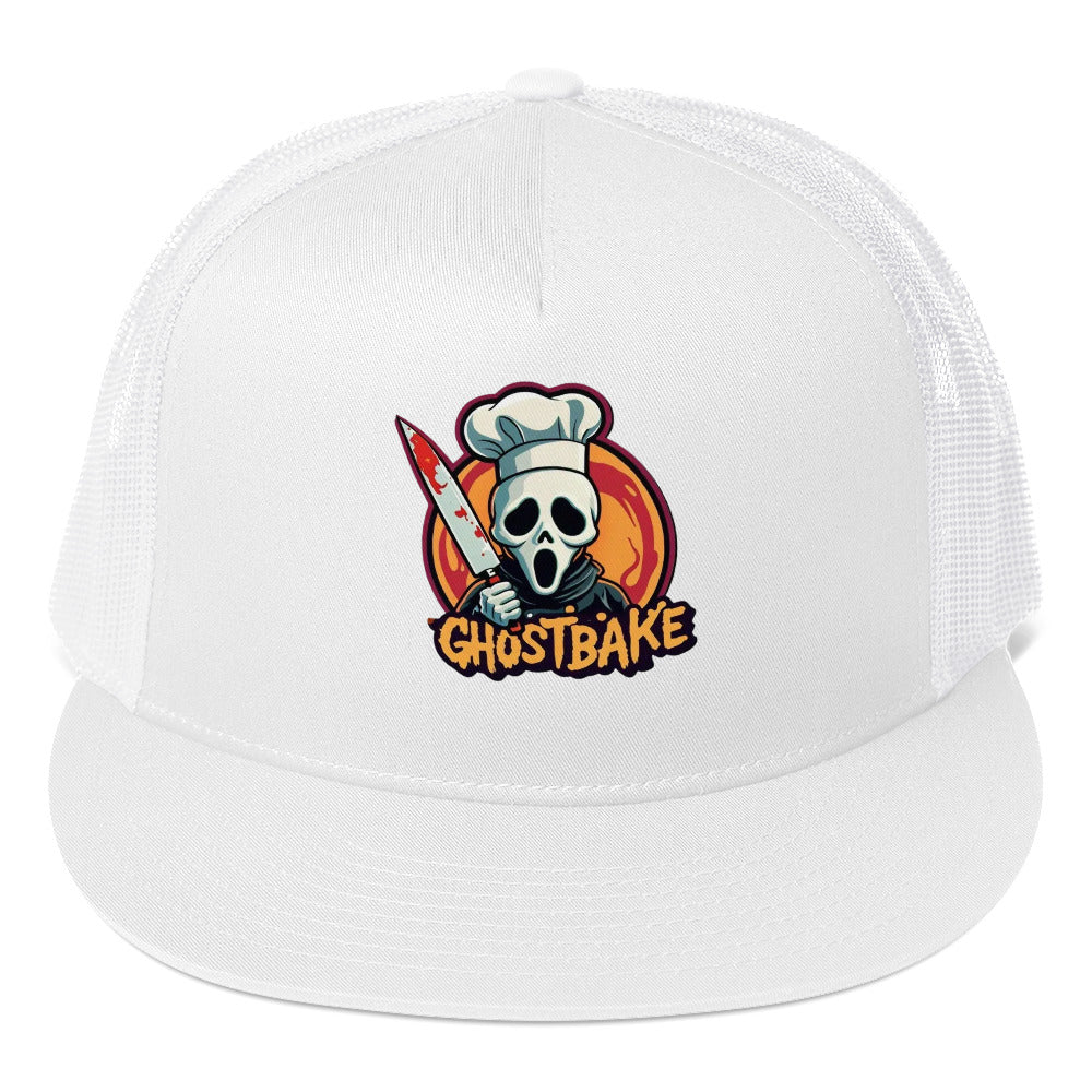 GhostBake Trucker Cap from Rare Plus Apparel – unique movie & pop culture inspired design.