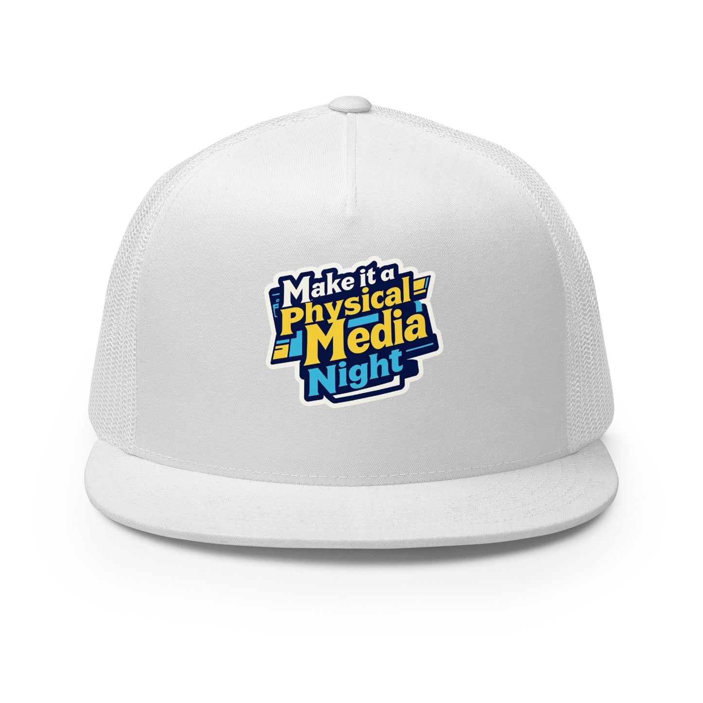 Make it a Physical Media Night Trucker Cap from Rare Plus Apparel – unique movie & pop culture inspired design.