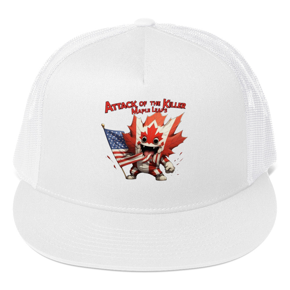 Maple Mayhem Trucker Cap from Rare Plus Apparel – unique movie & pop culture inspired design.