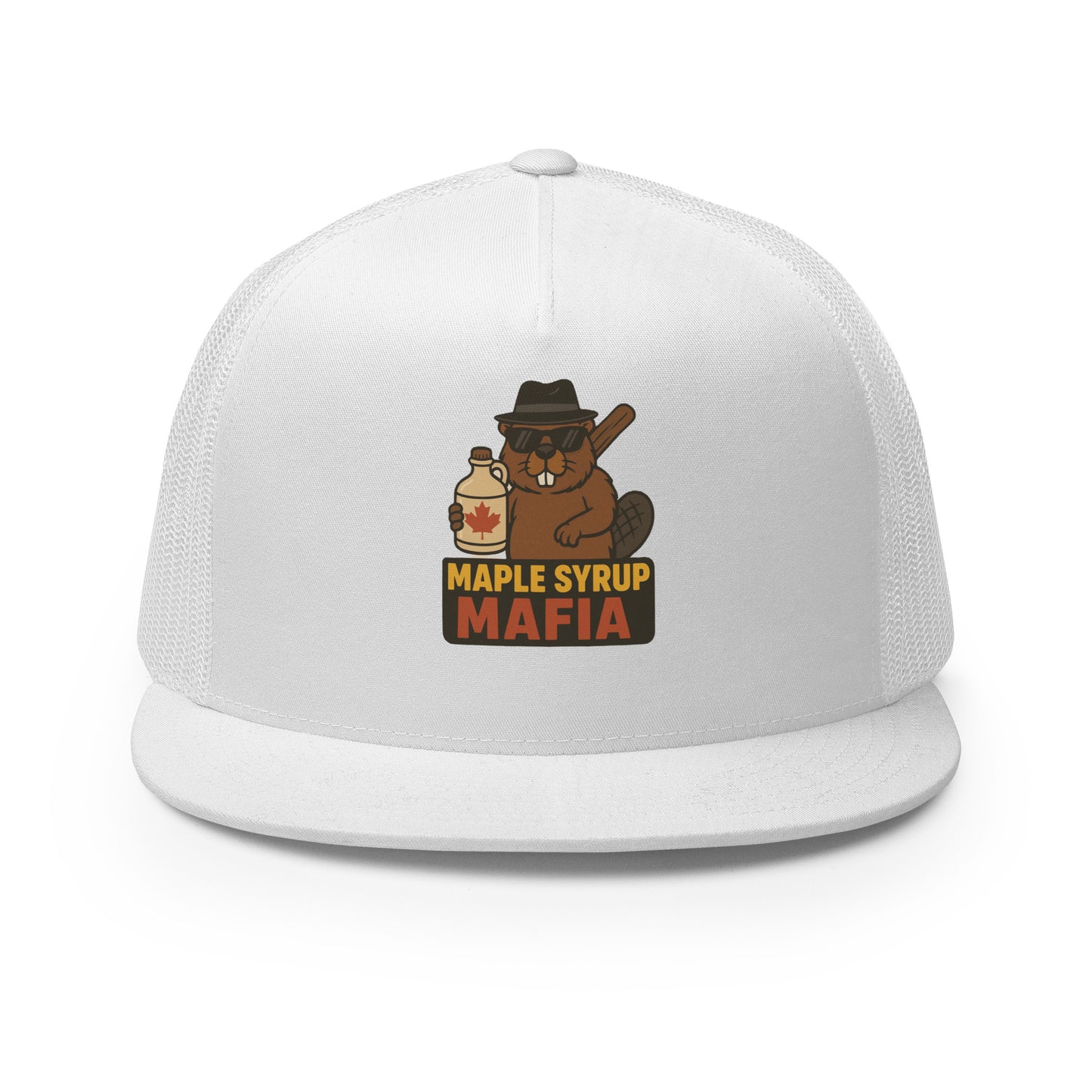 Maple Syrup Mafia Trucker Cap from Rare Plus Apparel – unique movie & pop culture inspired design.