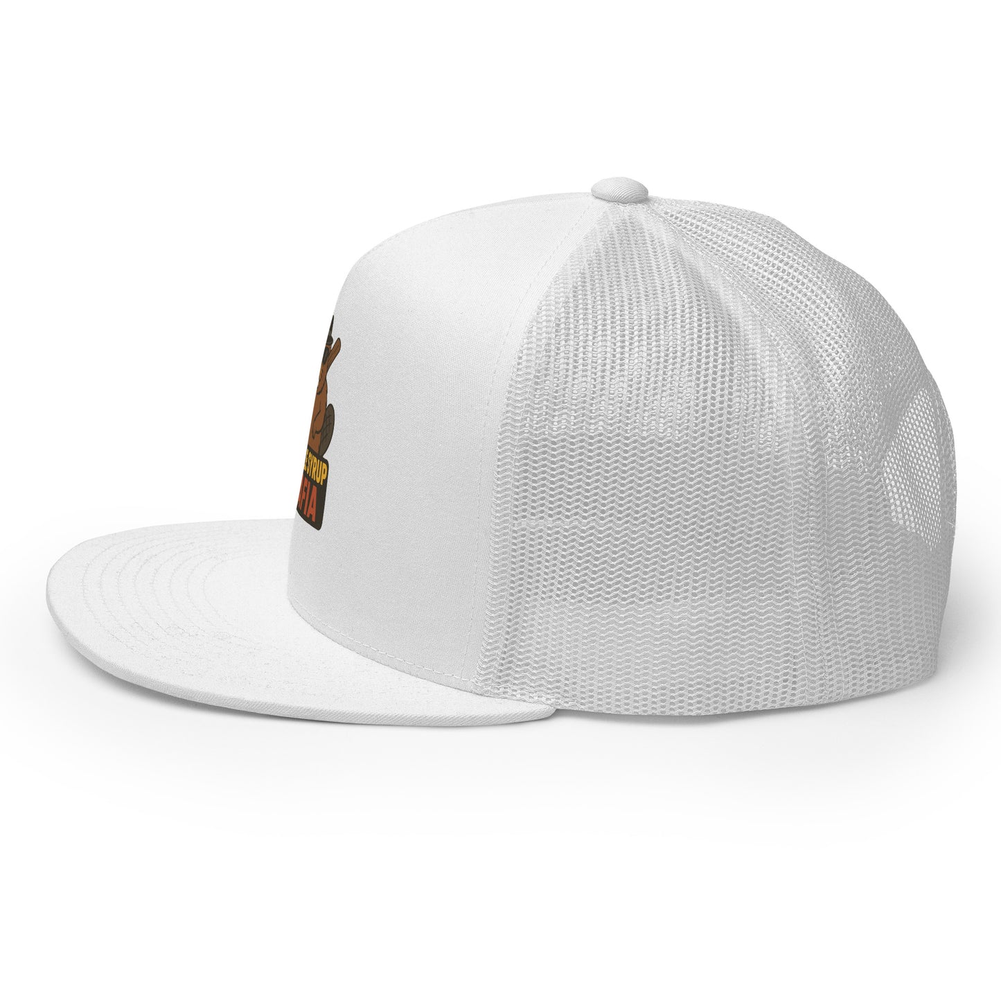 Maple Syrup Mafia Trucker Cap from Rare Plus Apparel – unique movie & pop culture inspired design.