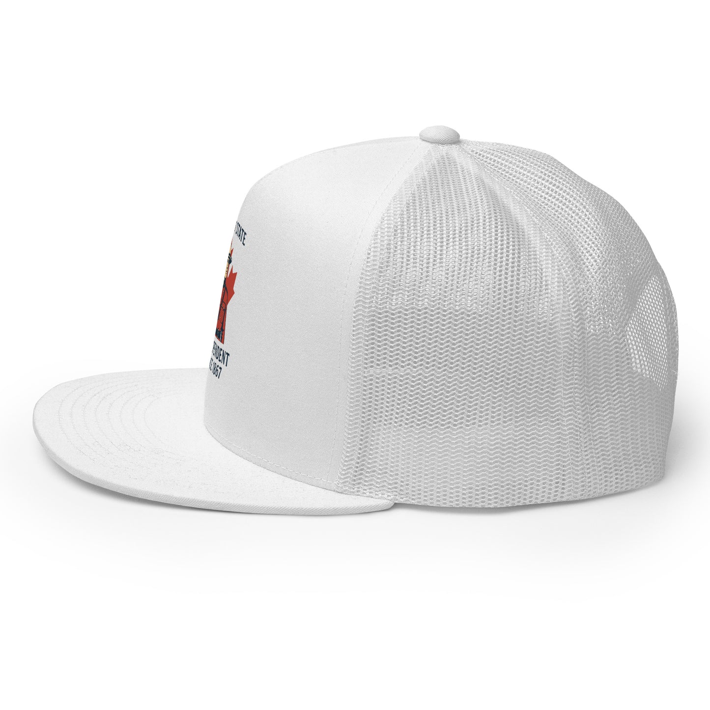 Not 51st State Mountie Trucker Cap from Rare Plus Apparel – unique movie & pop culture inspired design.