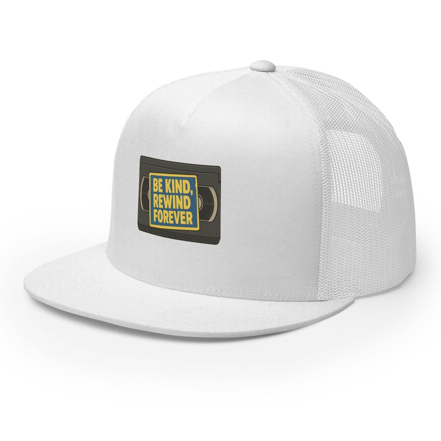 Be Kind, Rewind Forever Trucker Cap from Rare Plus Apparel – unique movie & pop culture inspired design.