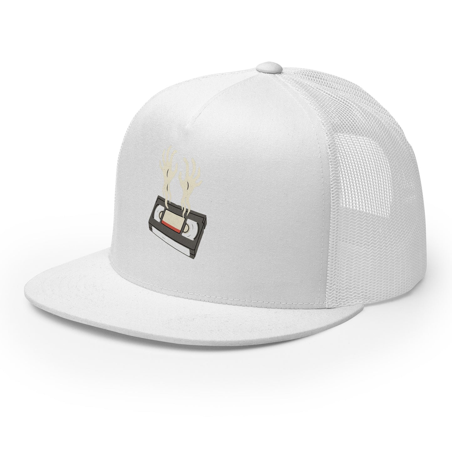 Cursed Media Trucker Cap from Rare Plus Apparel – unique movie & pop culture inspired design.