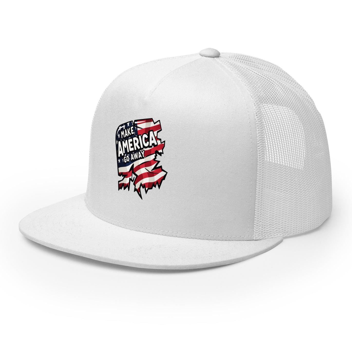 MAGA “Make America Go Away” Trucker Cap from Rare Plus Apparel – unique movie & pop culture inspired design.