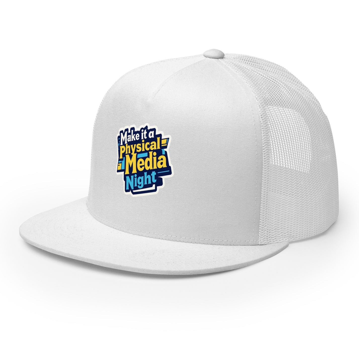 Make it a Physical Media Night Trucker Cap from Rare Plus Apparel – unique movie & pop culture inspired design.