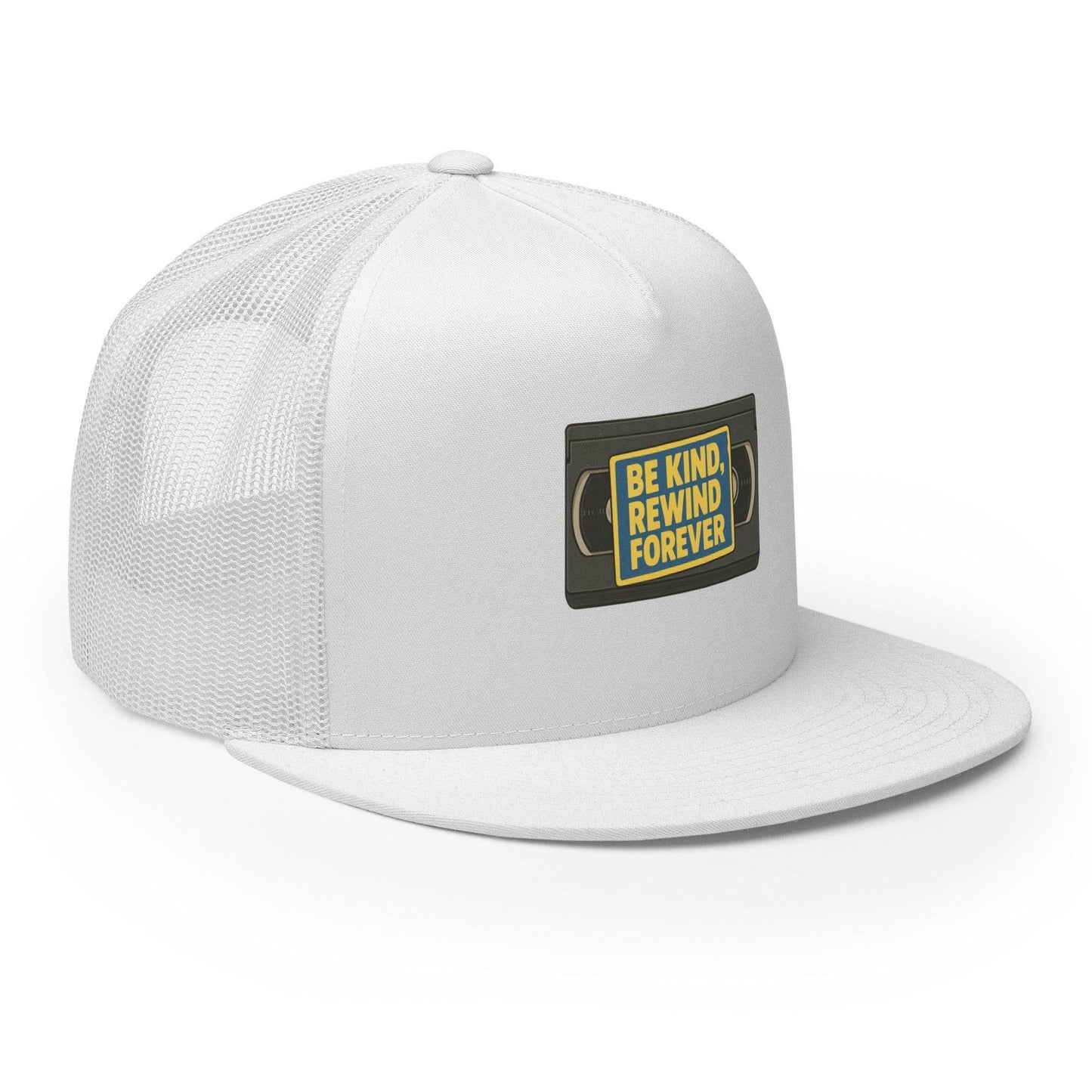 Be Kind, Rewind Forever Trucker Cap from Rare Plus Apparel – unique movie & pop culture inspired design.