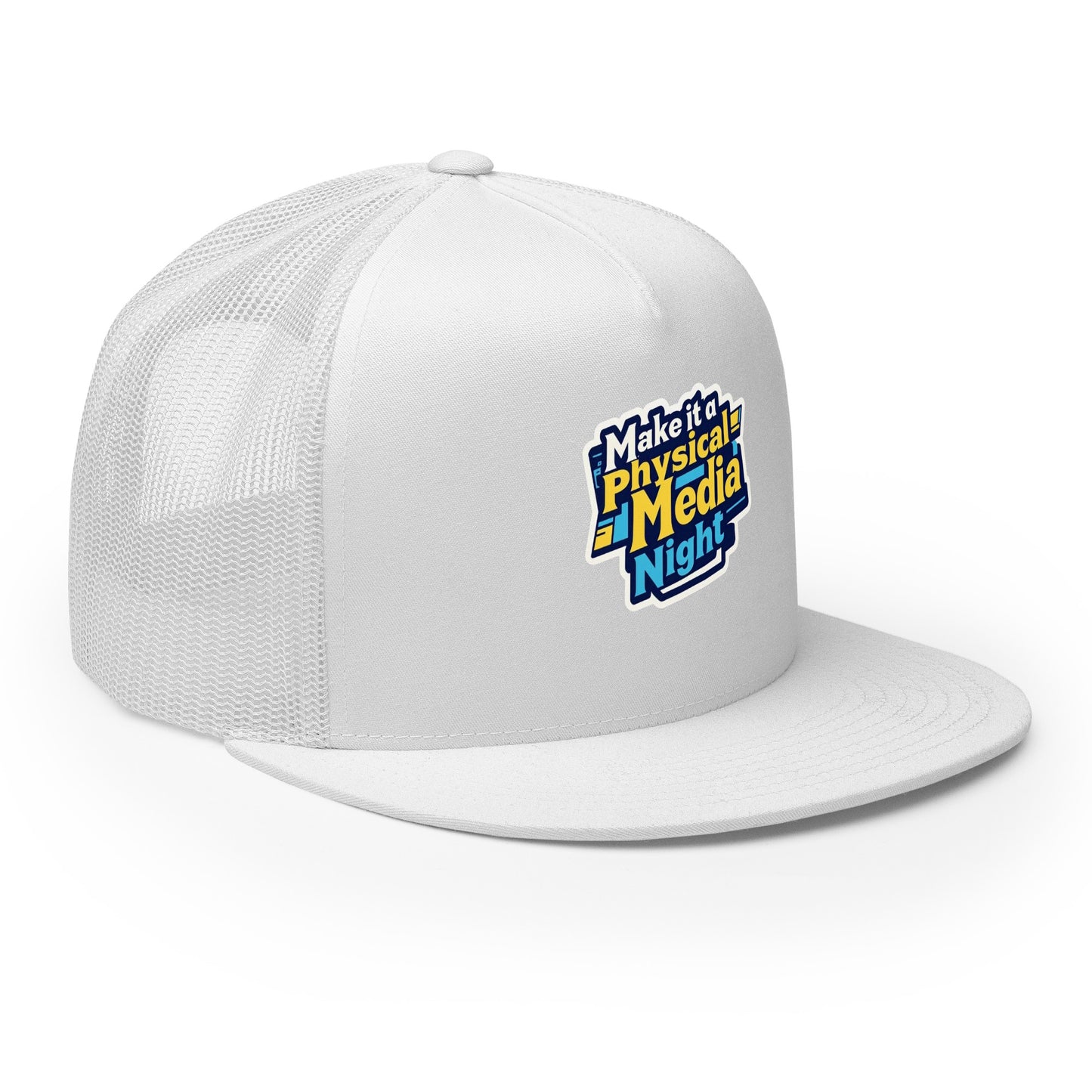 Make it a Physical Media Night Trucker Cap from Rare Plus Apparel – unique movie & pop culture inspired design.